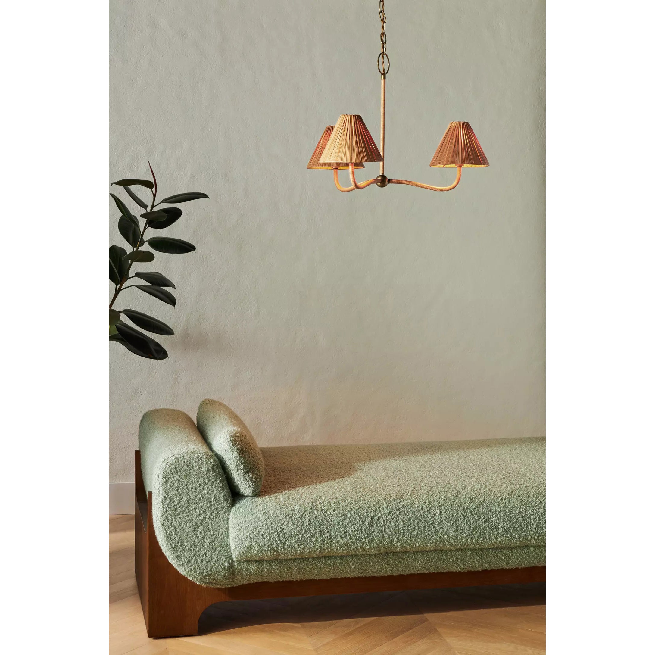 Delphine Elegance Natural Woven Metal Rattan Chandelier - Lamp Copper