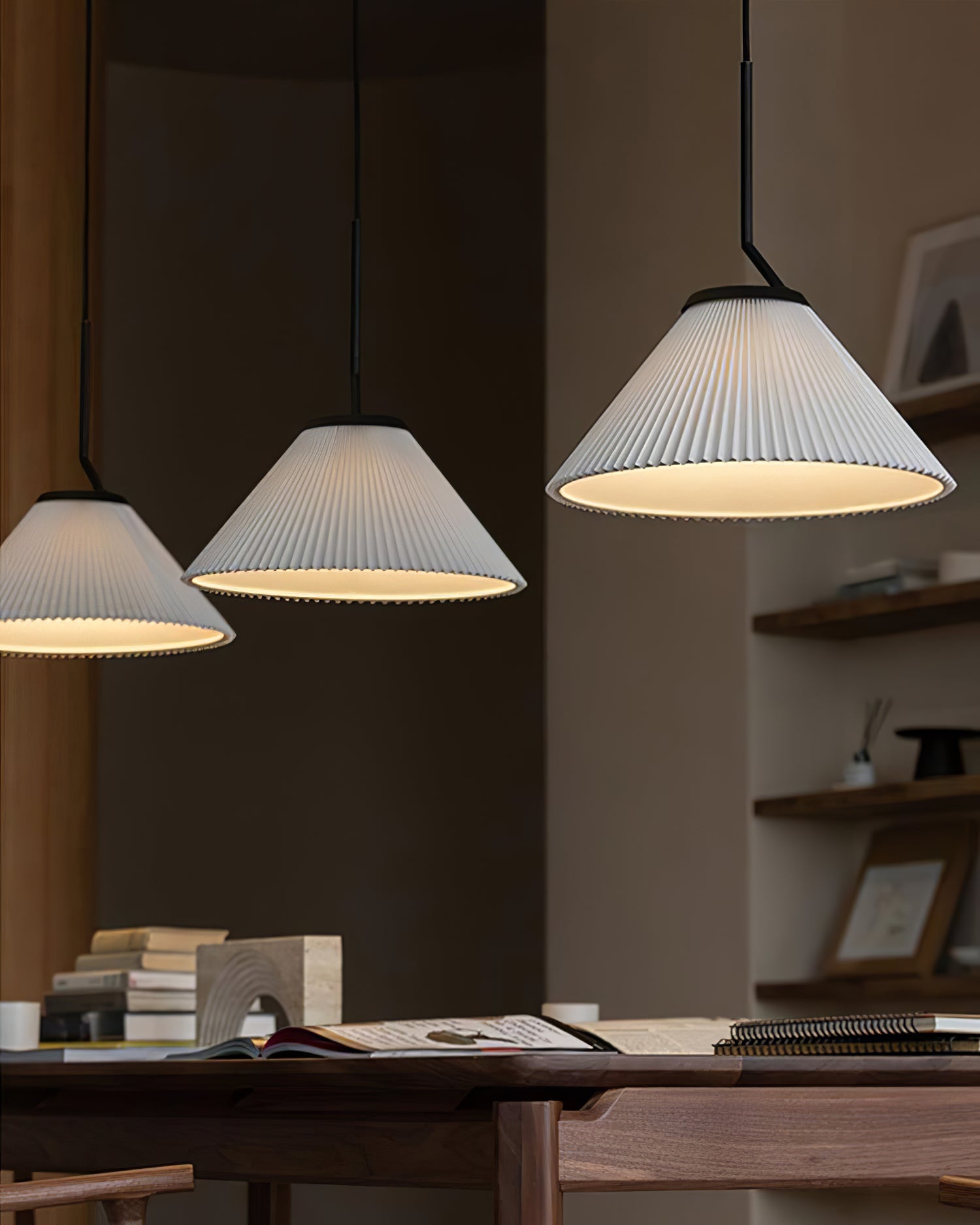 Knell Modern Minimalist Pleated Black Metal Plastic Pendant Lamp - Lamp Copper