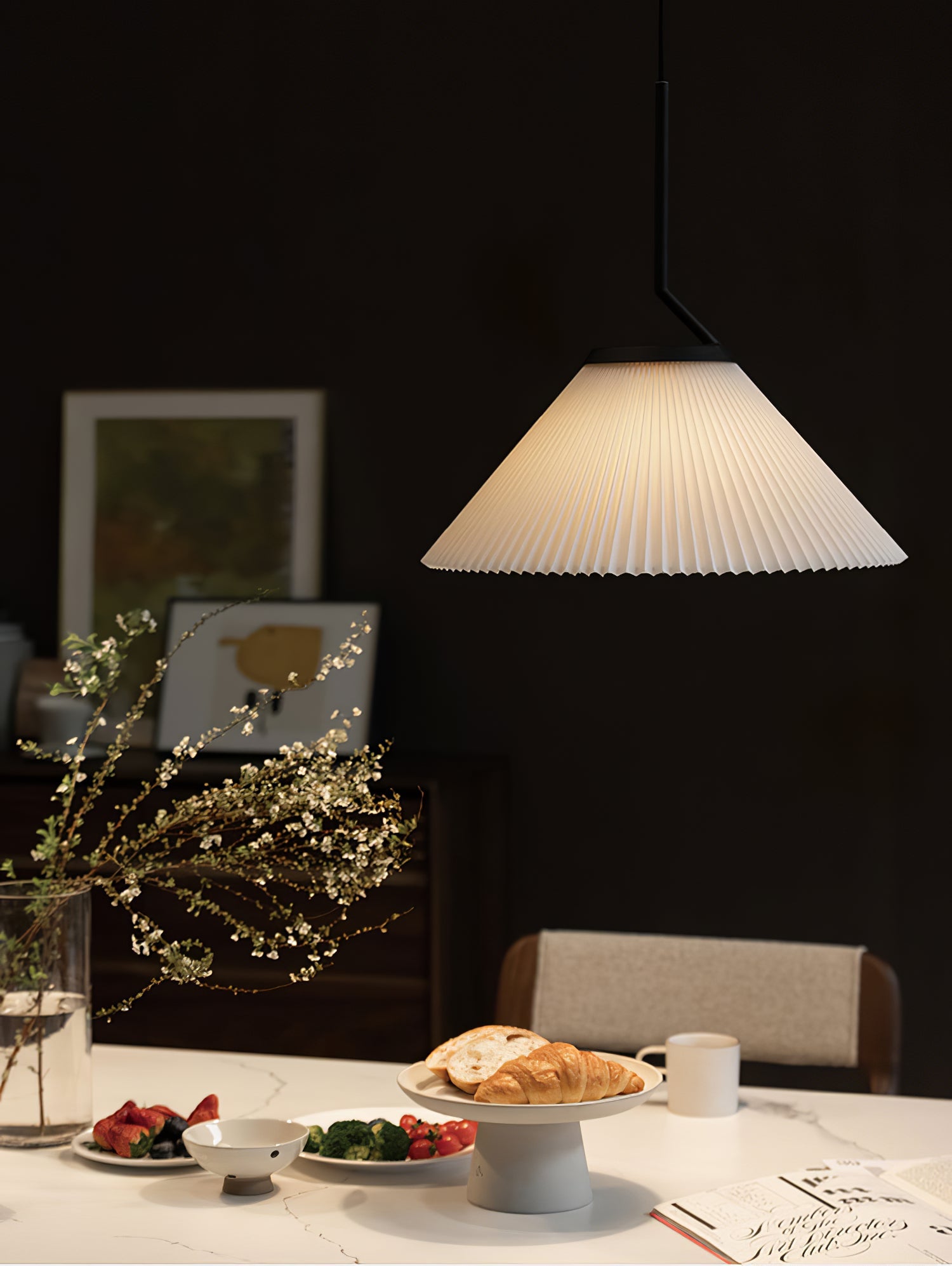 Knell Modern Minimalist Pleated Black Metal Plastic Pendant Lamp - Lamp Copper