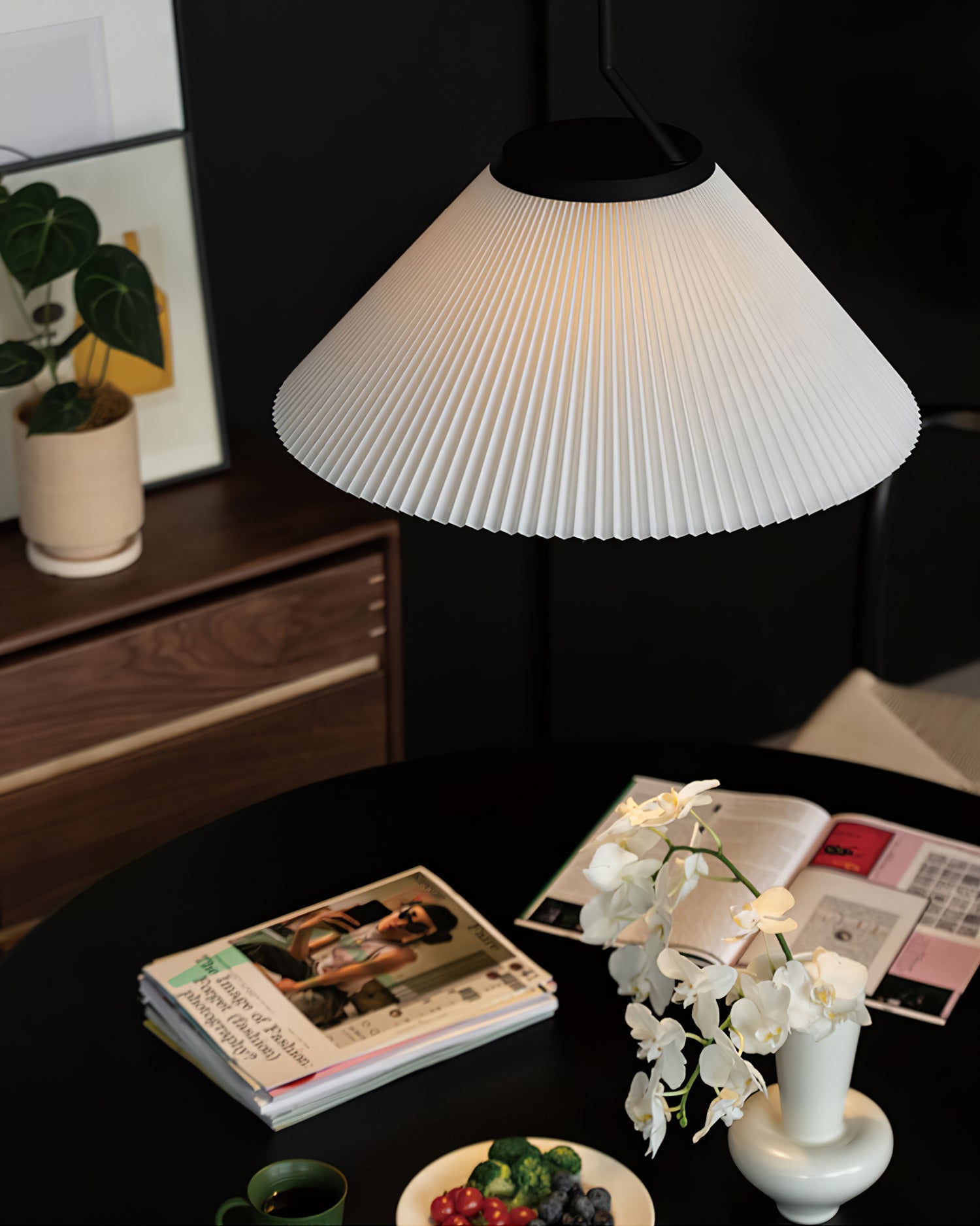 Knell Modern Minimalist Pleated Black Metal Plastic Pendant Lamp - Lamp Copper