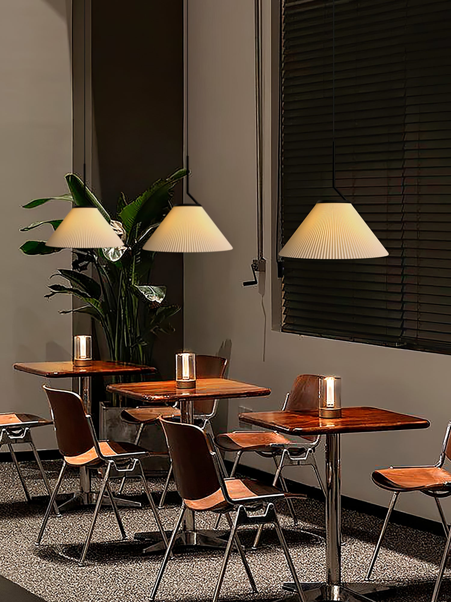 Knell Modern Minimalist Pleated Black Metal Plastic Pendant Lamp - Lamp Copper