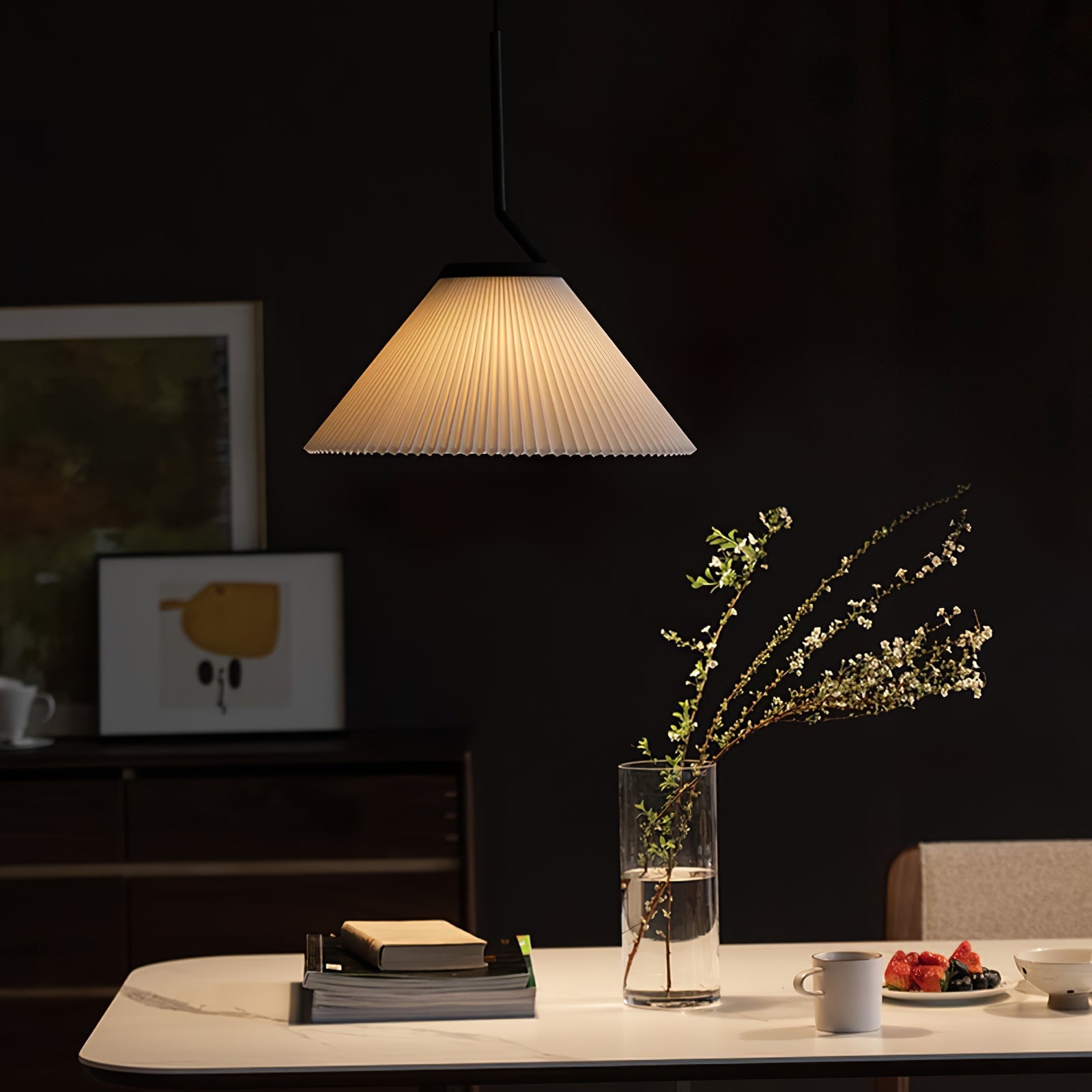Knell Modern Minimalist Pleated Black Metal Plastic Pendant Lamp - Lamp Copper