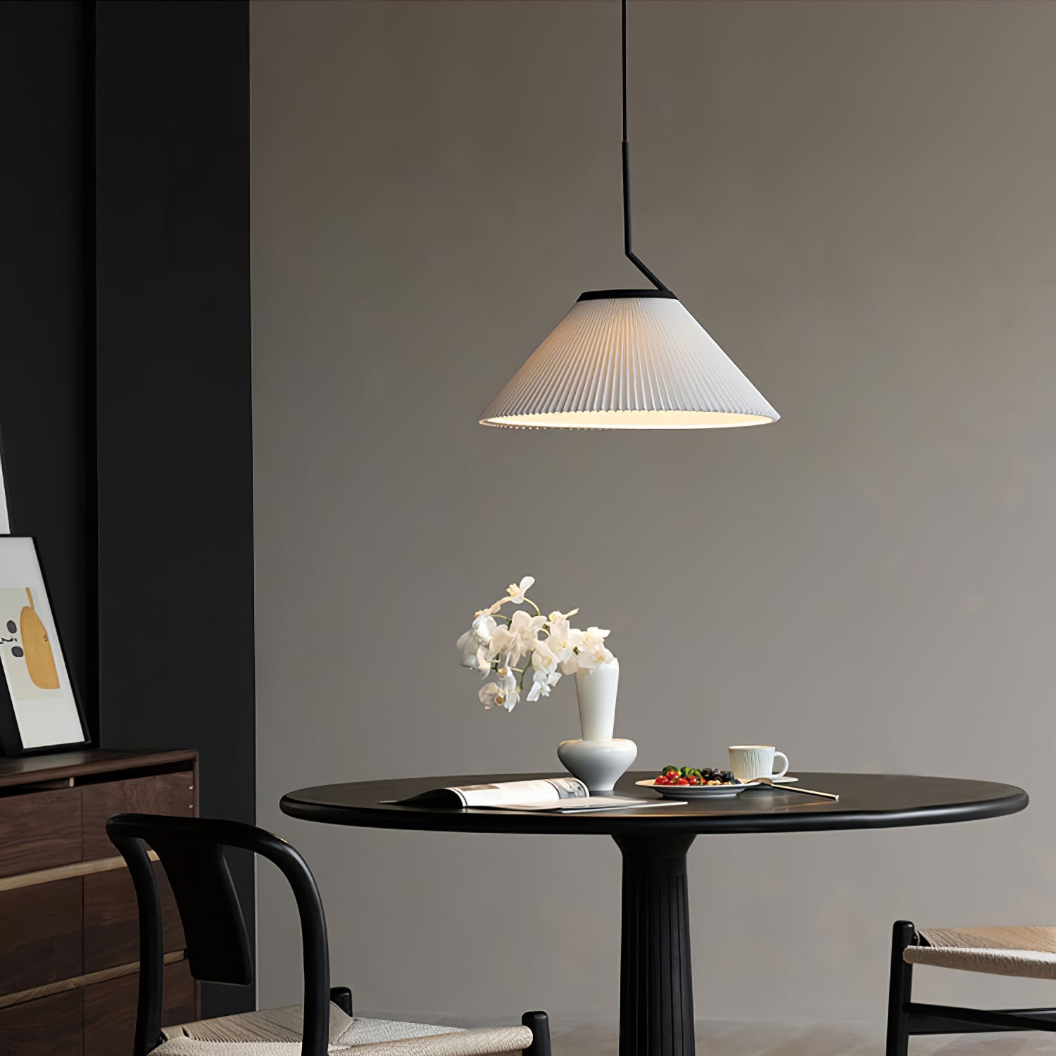 Knell Modern Minimalist Pleated Black Metal Plastic Pendant Lamp - Lamp Copper