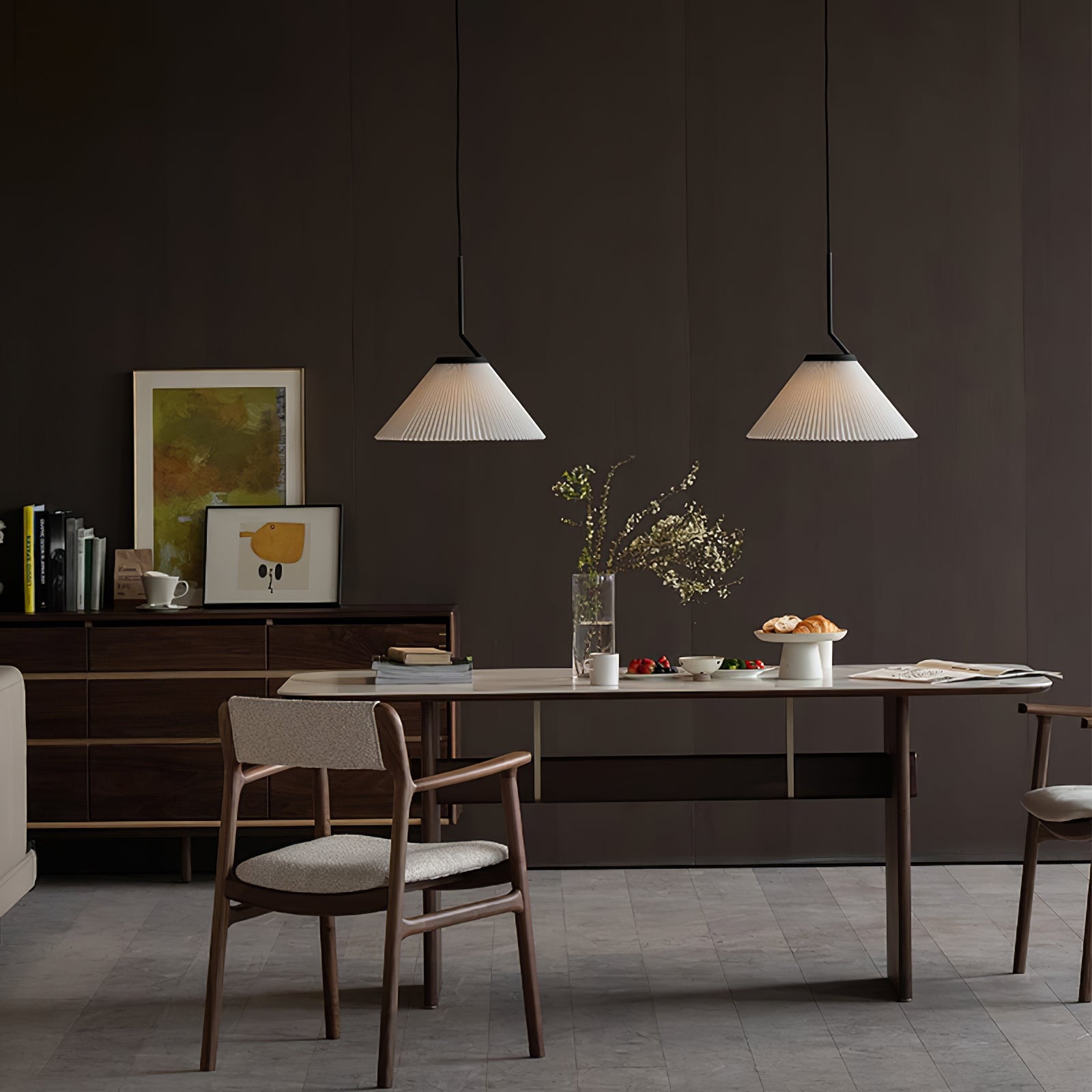 Knell Modern Minimalist Pleated Black Metal Plastic Pendant Lamp - Lamp Copper