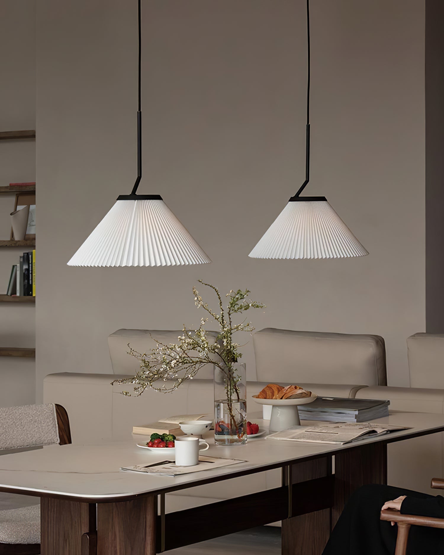 Knell Modern Minimalist Pleated Black Metal Plastic Pendant Lamp - Lamp Copper
