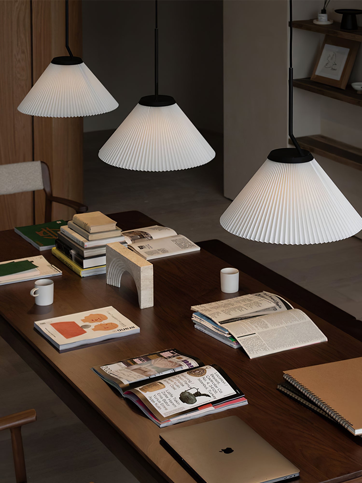 Knell Modern Minimalist Pleated Black Metal Plastic Pendant Lamp - Lamp Copper