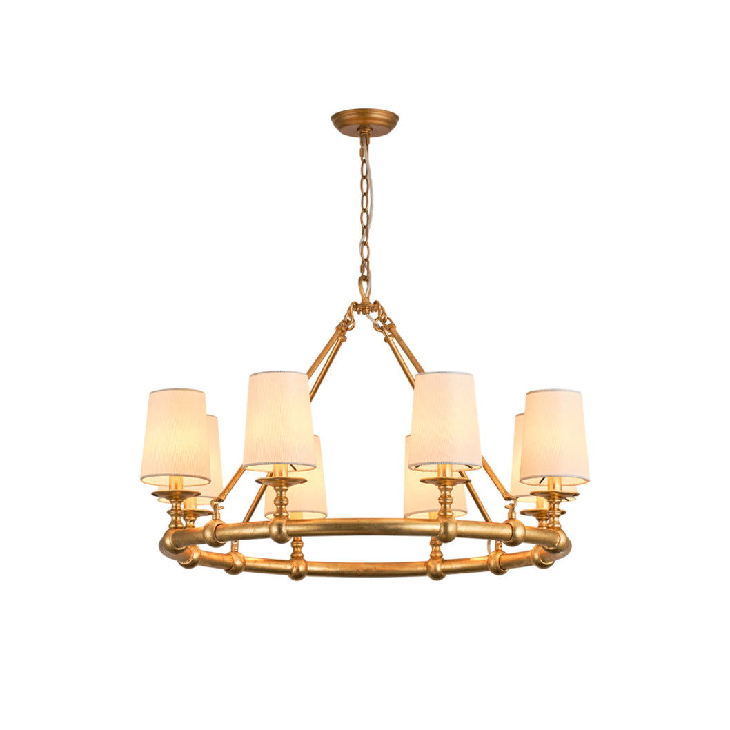 Unite Vintage Industrial Round Gold Metal Chandelier - Lamp Copper