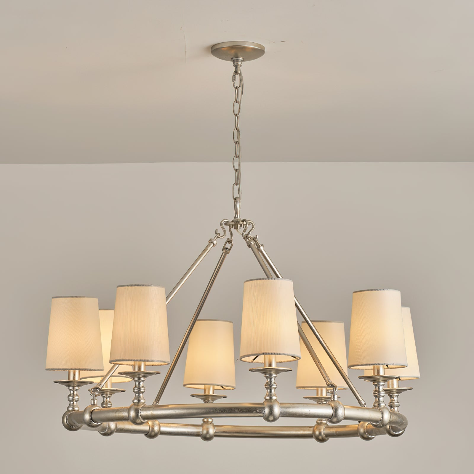 Unite Vintage Industrial Round Gold Metal Chandelier - Lamp Copper