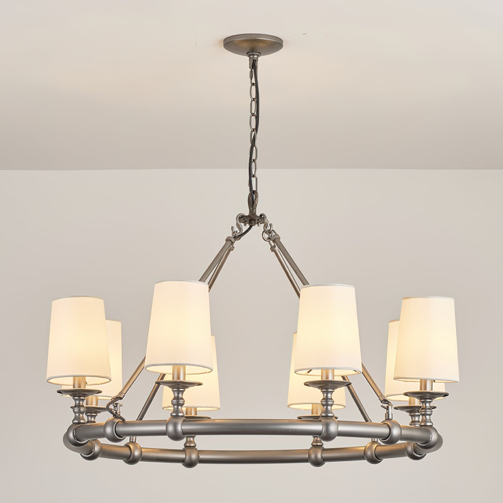 Unite Vintage Industrial Round Gold Metal Chandelier - Lamp Copper