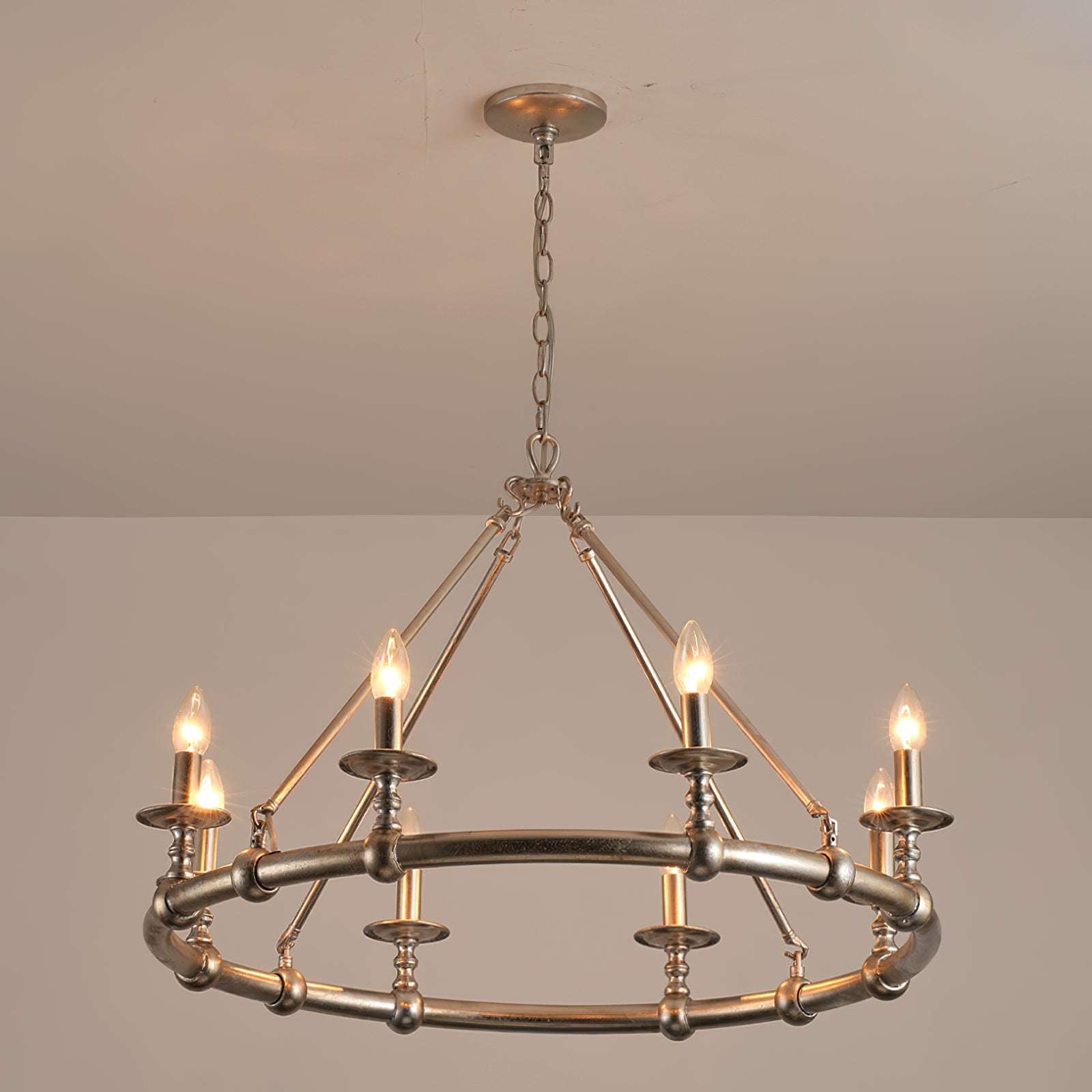 Unite Vintage Industrial Round Gold Metal Chandelier - Lamp Copper