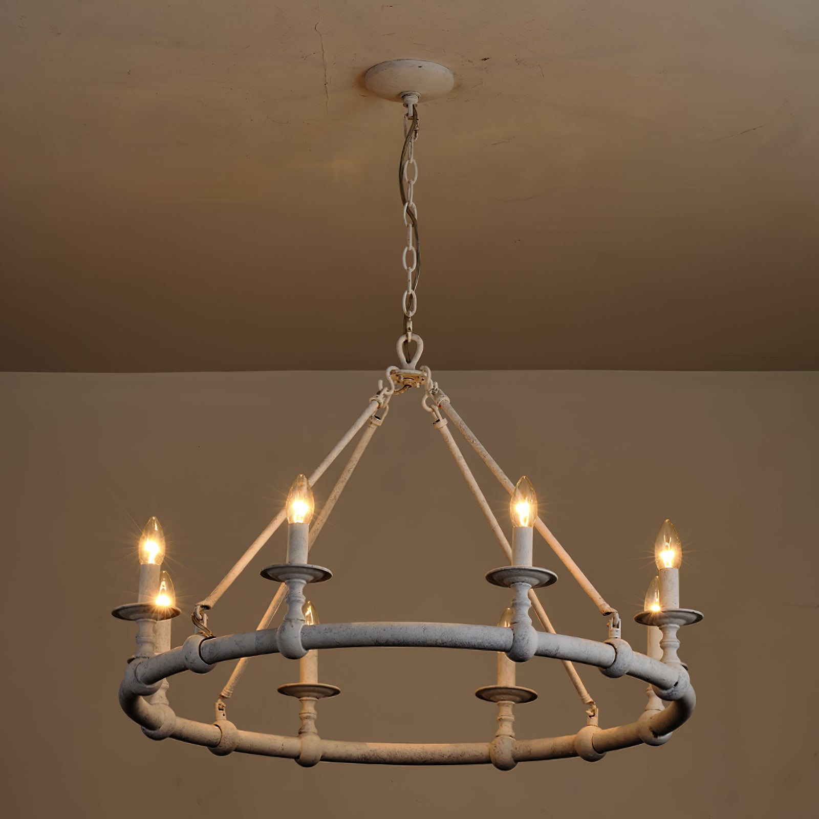 Unite Vintage Industrial Round Gold Metal Chandelier - Lamp Copper