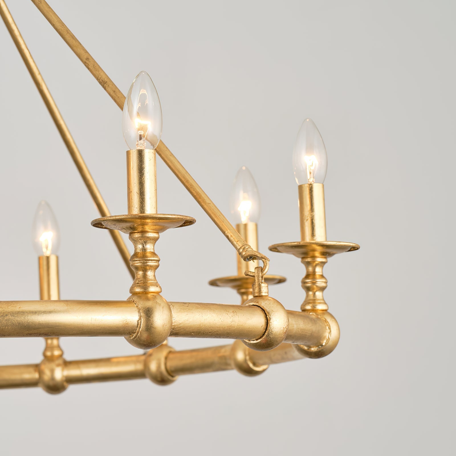 Unite Vintage Industrial Round Gold Metal Chandelier - Lamp Copper