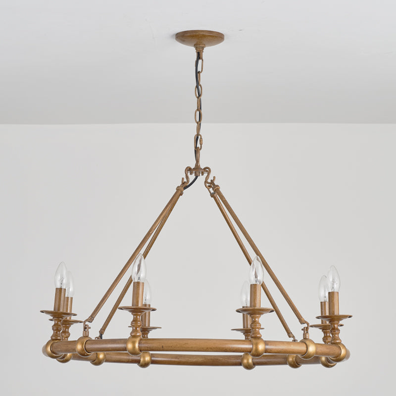 Unite Vintage Industrial Round Gold Metal Chandelier - Lamp Copper