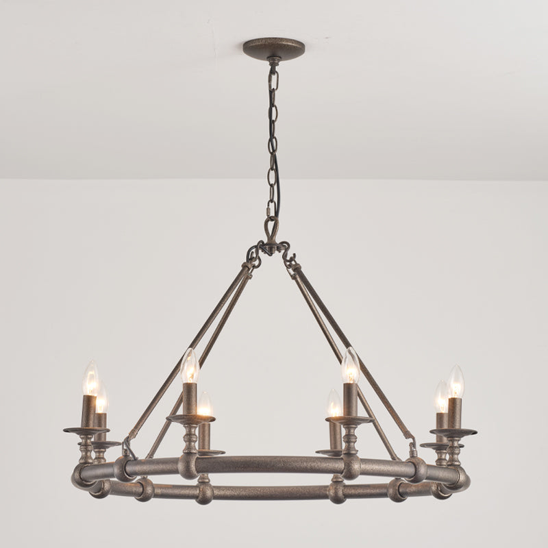 Unite Vintage Industrial Round Gold Metal Chandelier - Lamp Copper