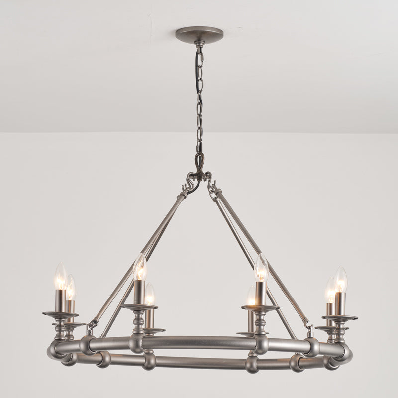 Unite Vintage Industrial Round Gold Metal Chandelier - Lamp Copper