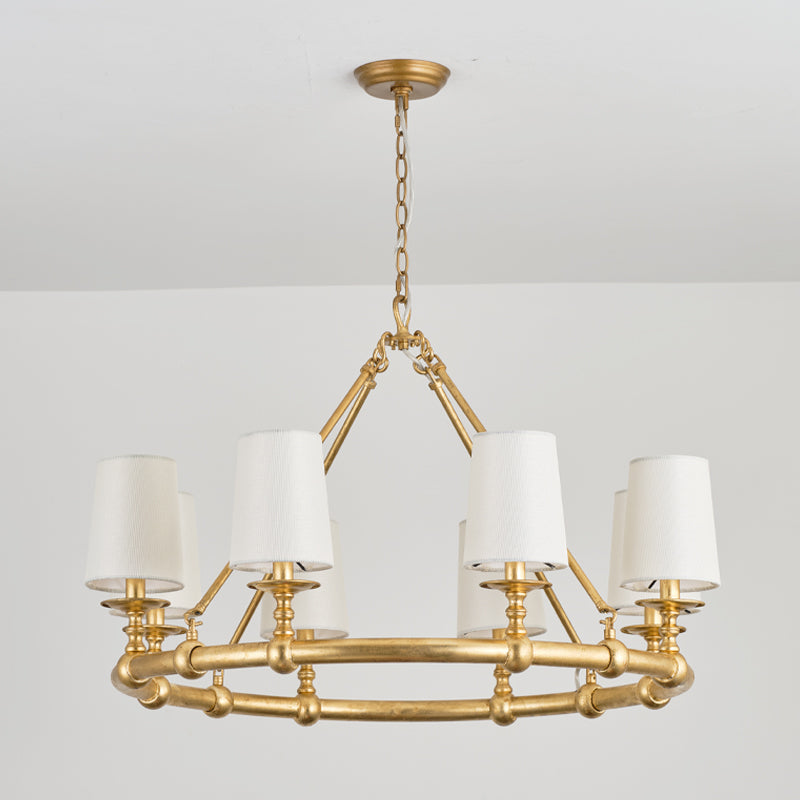 Unite Vintage Industrial Round Gold Metal Chandelier - Lamp Copper