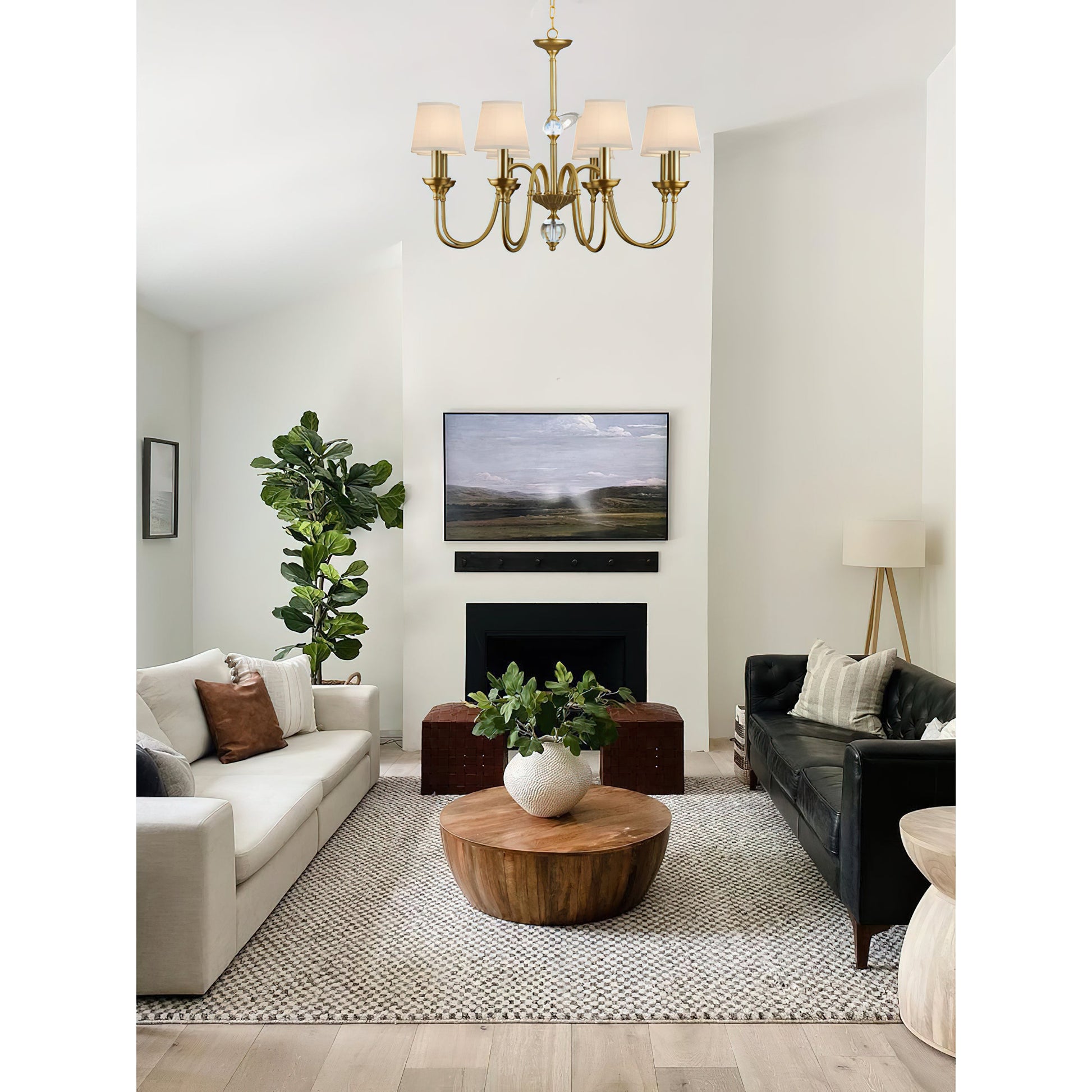 Blur Postmodern Luxury Brass Crystal Fabric Chandelier - Lamp Copper