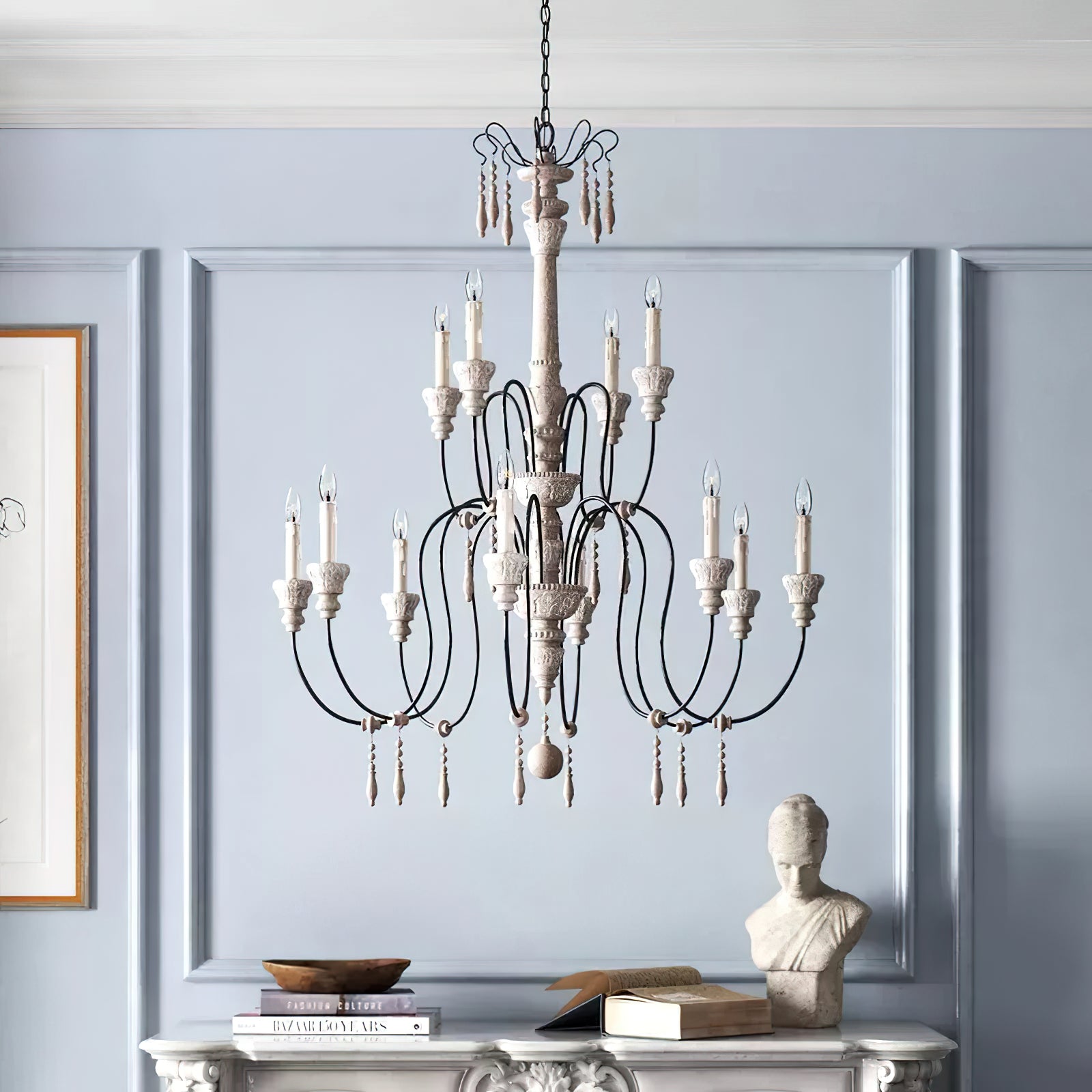 Epoch Postmodern Luxury Wood Metal Chandelier - Lamp Copper