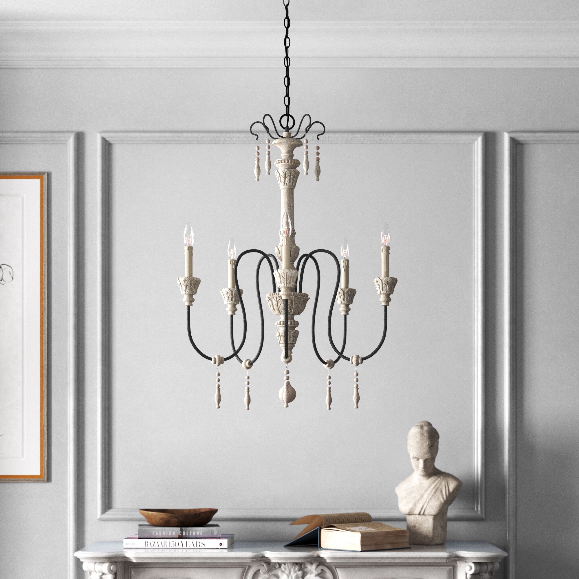 Epoch Postmodern Luxury Wood Metal Chandelier - Lamp Copper