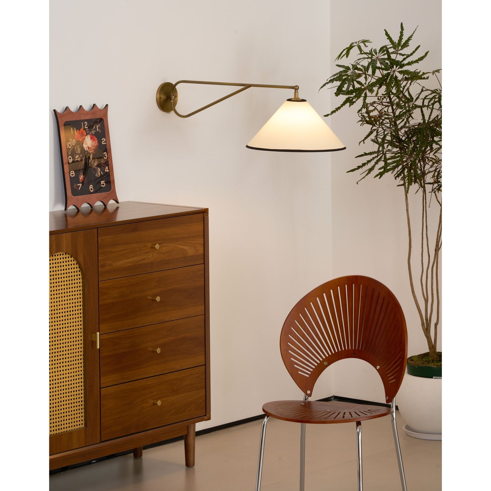 Hymn Vintage Brass Metal Fabric Wall Lamp - Lamp Copper