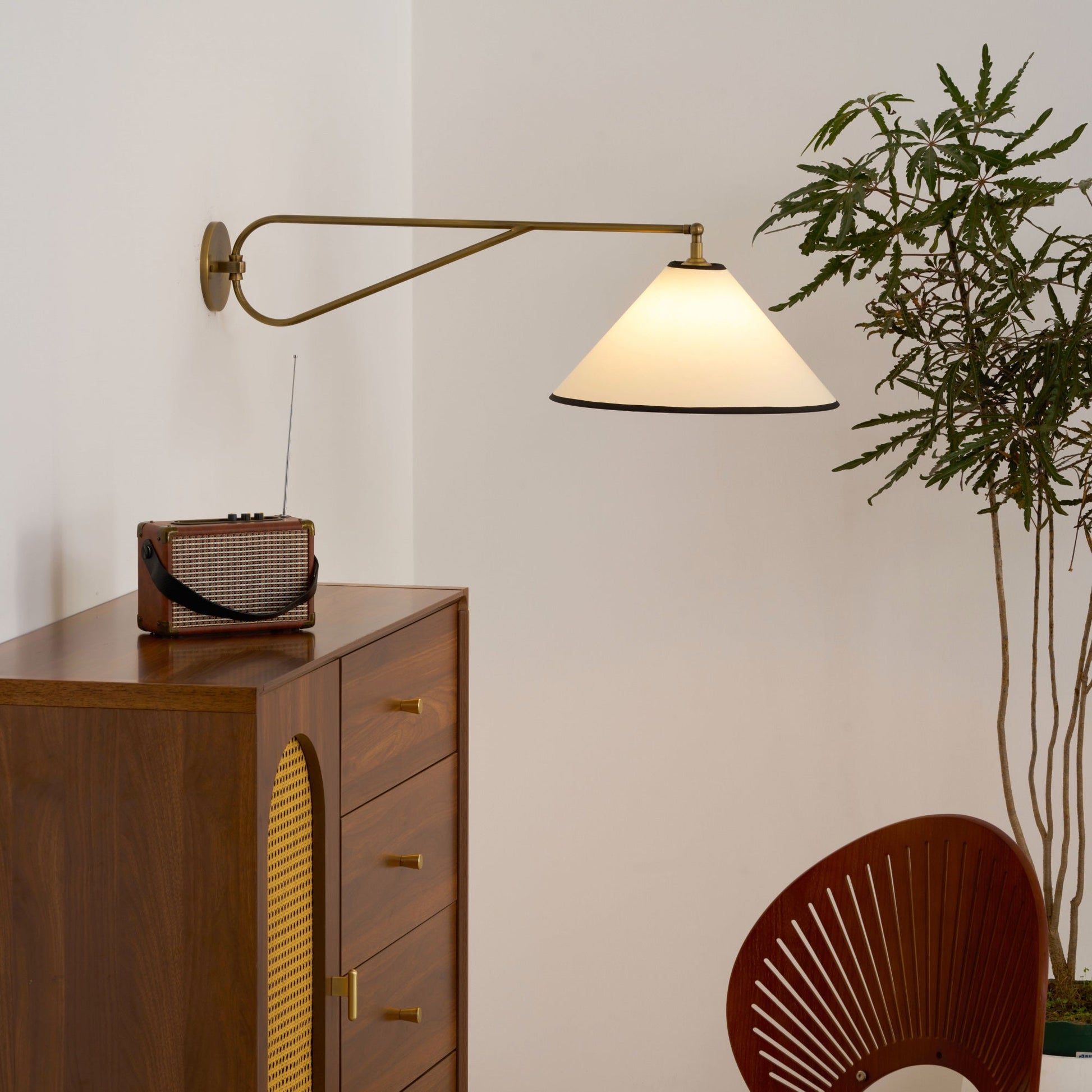 Hymn Vintage Brass Metal Fabric Wall Lamp - Lamp Copper