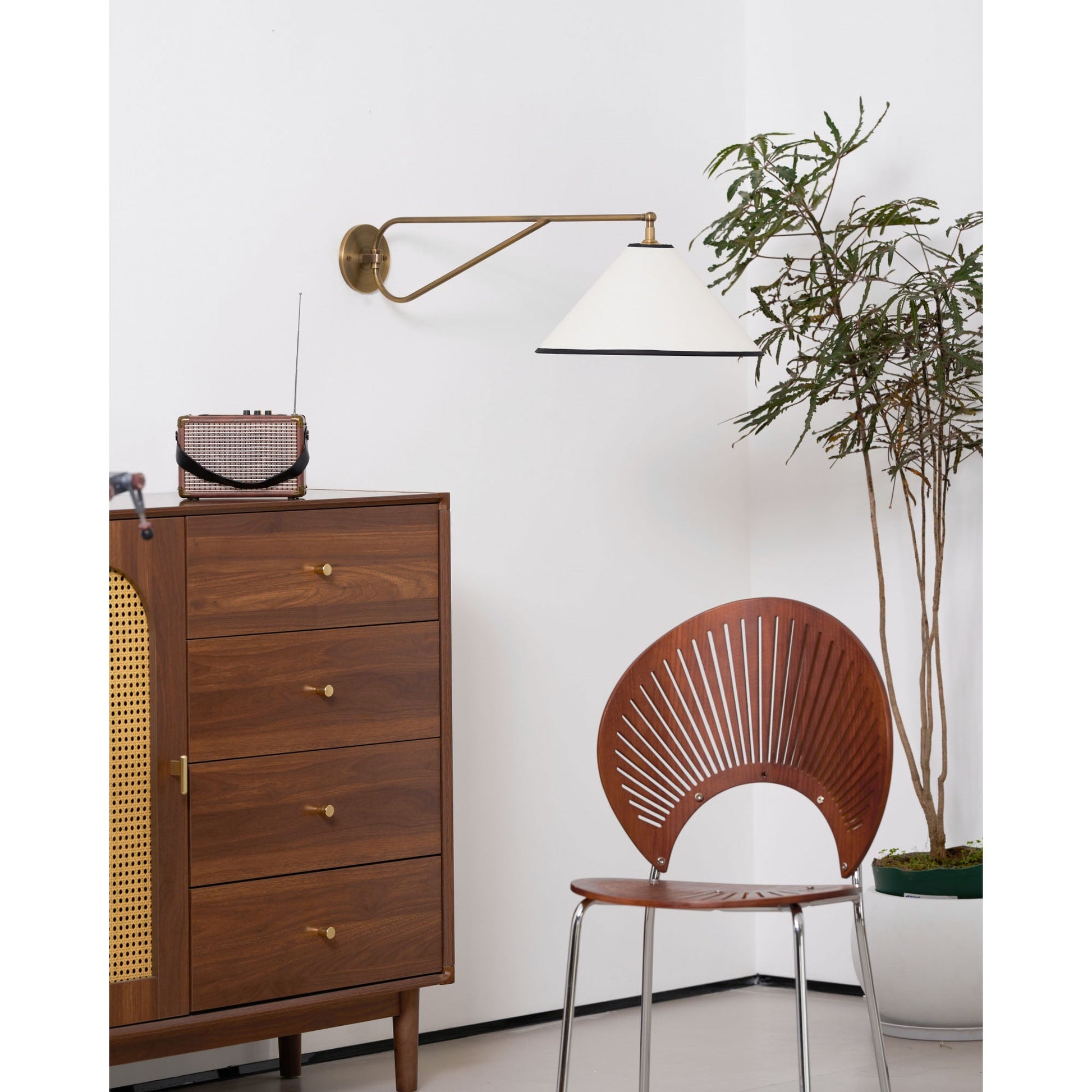 Hymn Vintage Brass Metal Fabric Wall Lamp - Lamp Copper