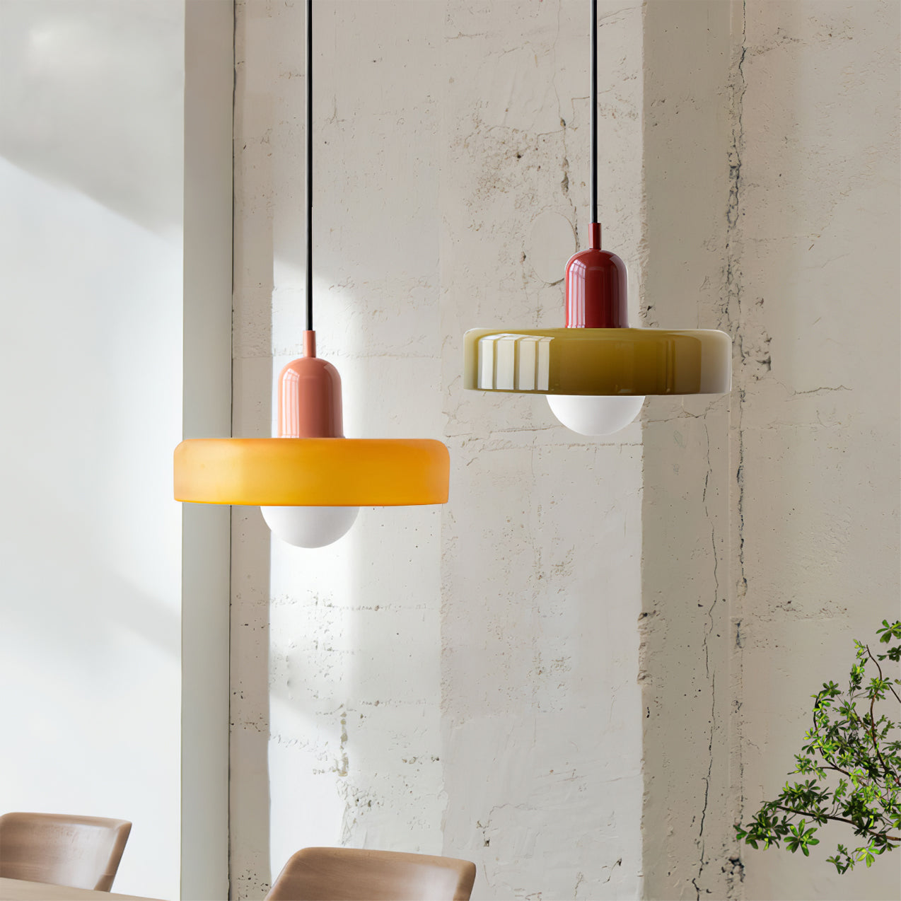 Jovial Minimalist Disc Orb Swag Glass Lights - Lamp Copper
