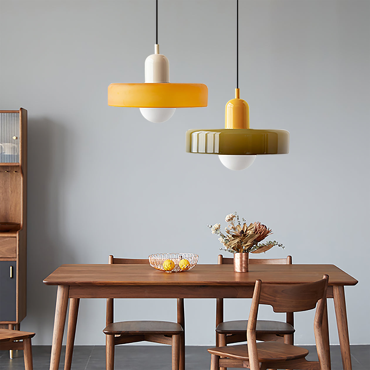Jovial Minimalist Disc Orb Swag Glass Lights - Lamp Copper
