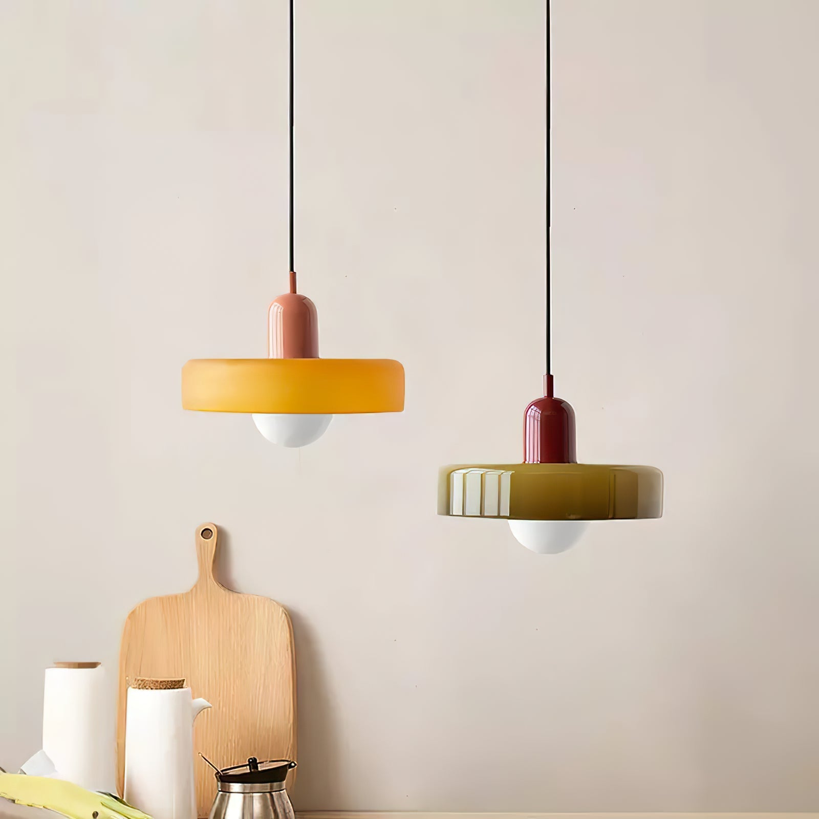 Ideal Modern Minimalist Disc Orb Glass Pendant Lamp - Lamp Copper
