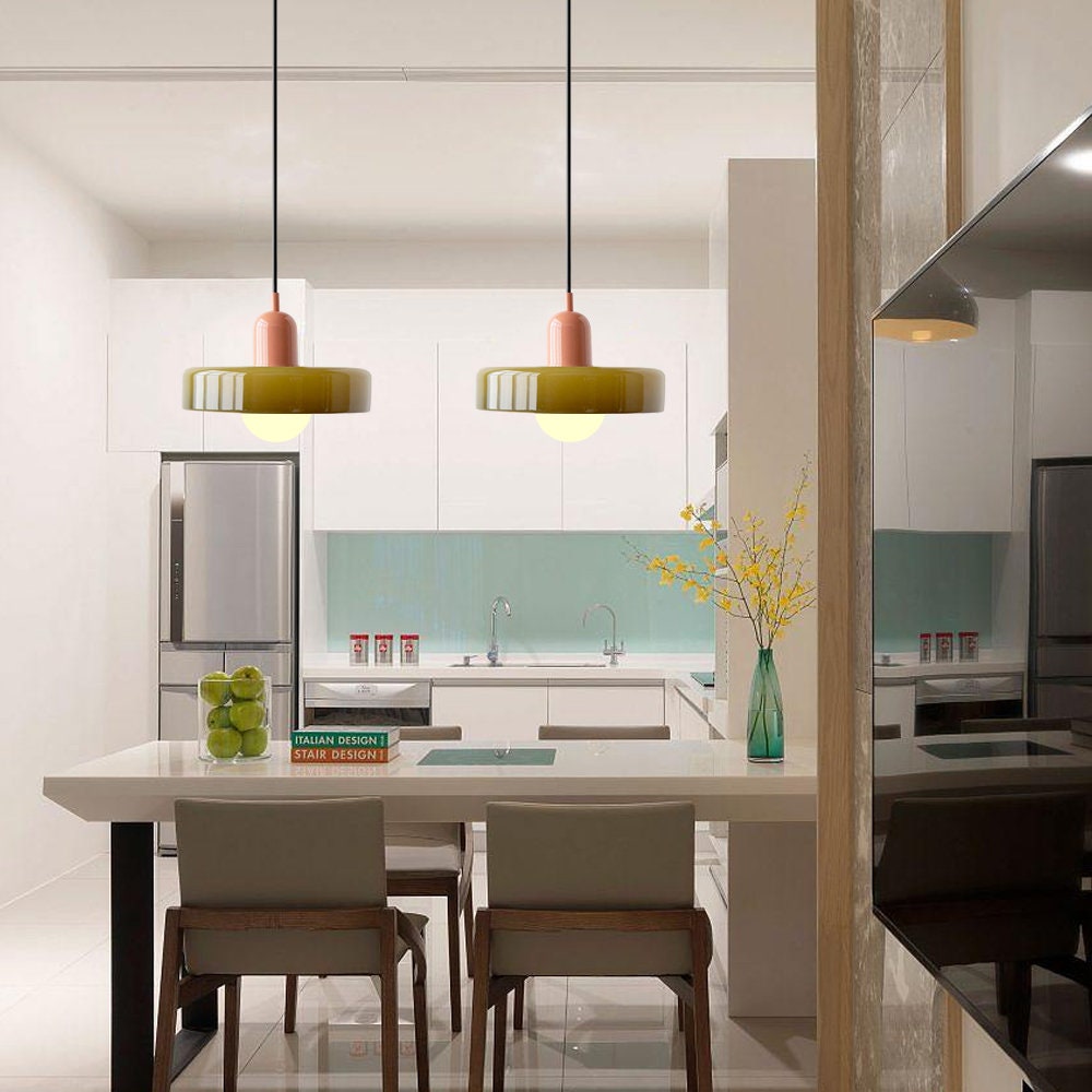 Ideal Modern Minimalist Disc Orb Glass Pendant Lamp - Lamp Copper
