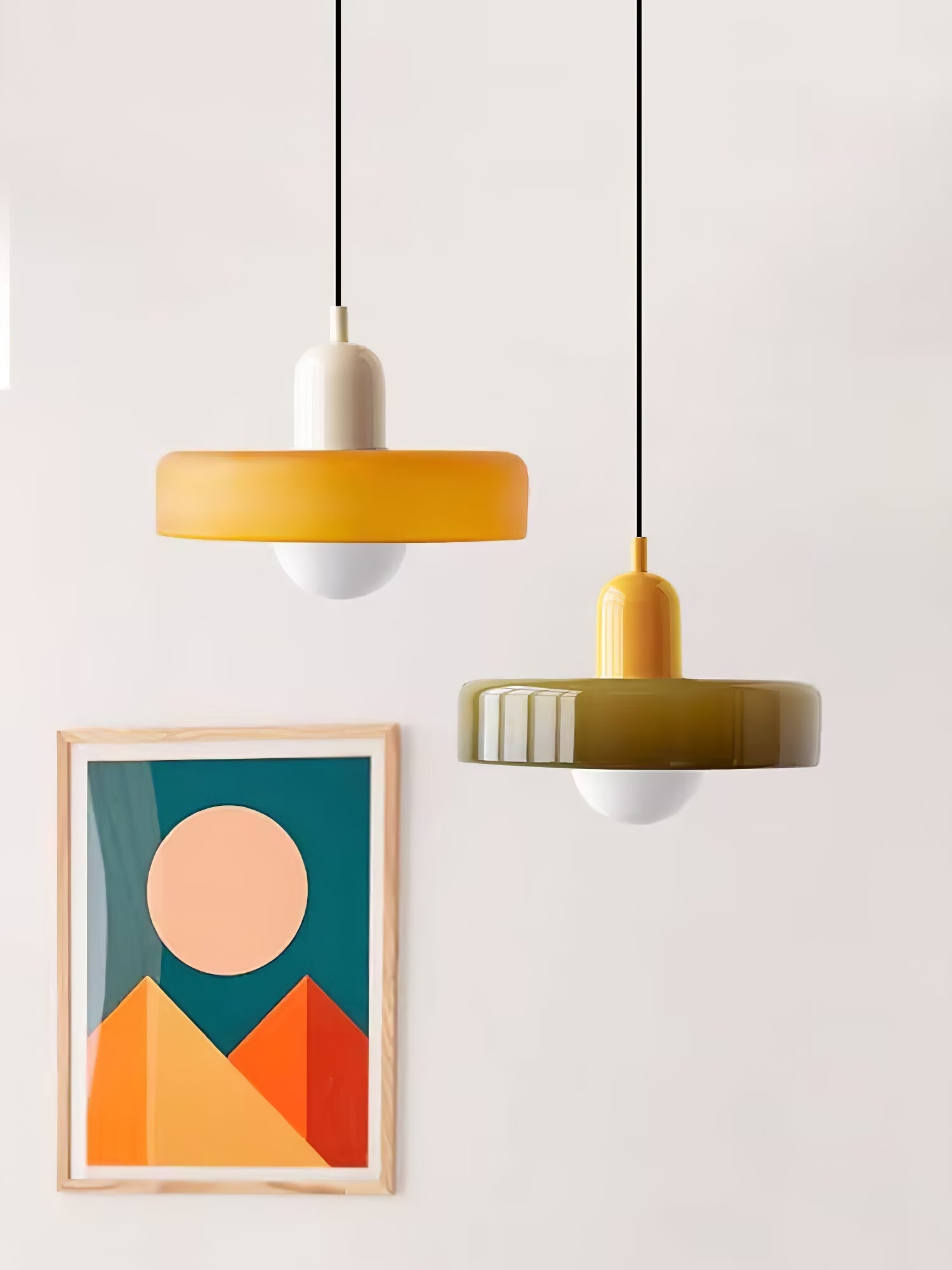 Jovial Minimalist Disc Orb Swag Glass Lights - Lamp Copper