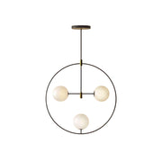 Nexus Modern Minimalist Round Brass Glass Chandelier - Lamp Copper
