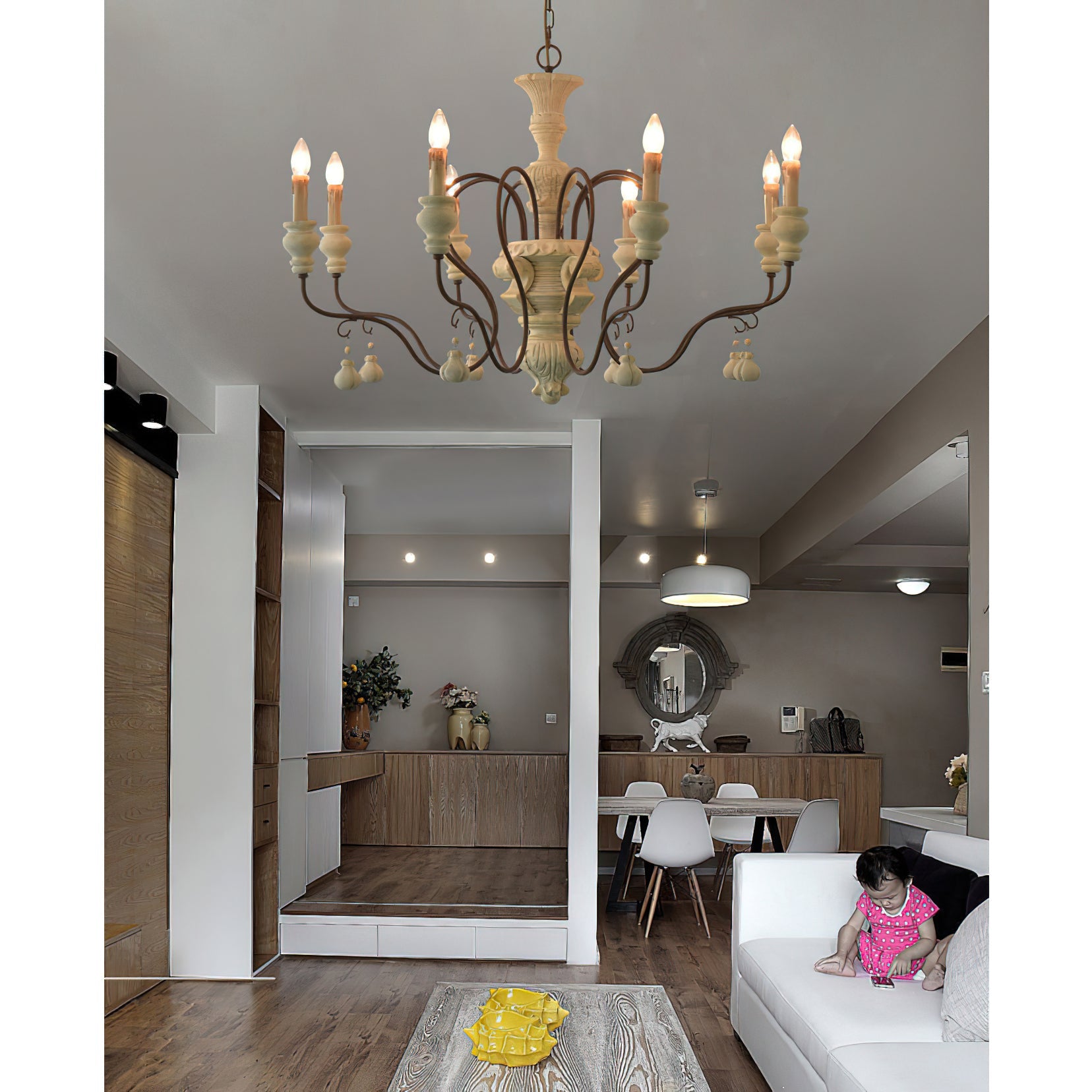 Quartz Postmodern Luxury Country Wooden Metal Chandelier - Lamp Copper