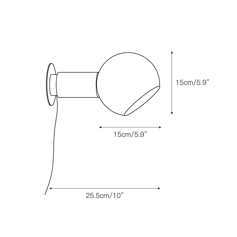 Sole Modern Minimalist Sphere Brass Glass Wall Lamp - Lamp Copper