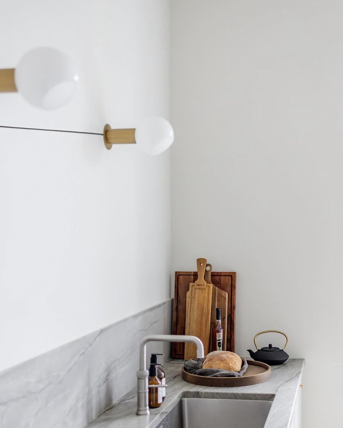 Sole Modern Minimalist Sphere Brass Glass Wall Lamp - Lamp Copper