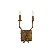 Yelp Vintage Industrial Double Arm Bamboo Fabric Sconce Wall Lamp - Lamp Copper