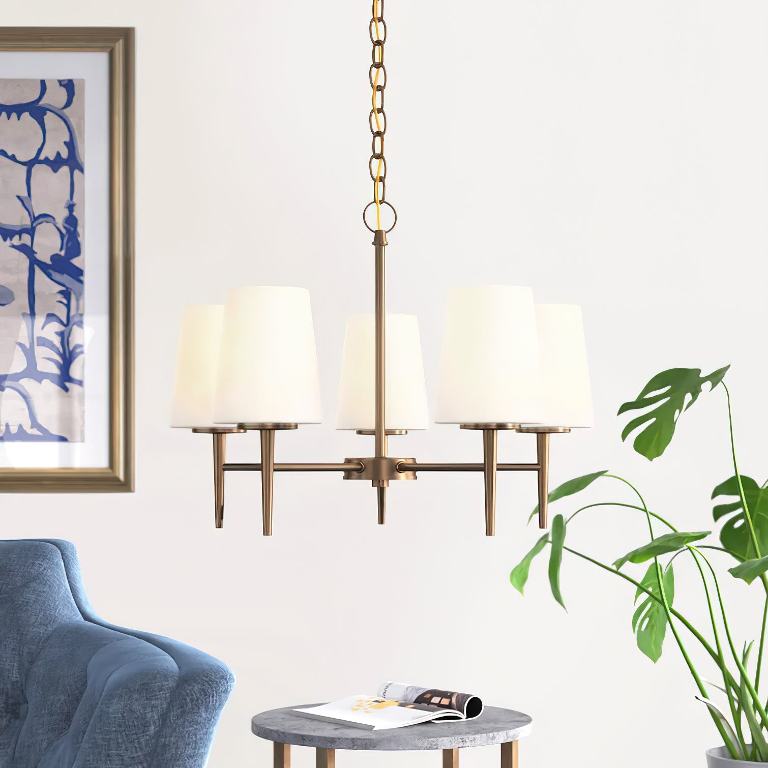 Gaze Elegance Vintage Brass Metal Glass Chandelier - Lamp Copper