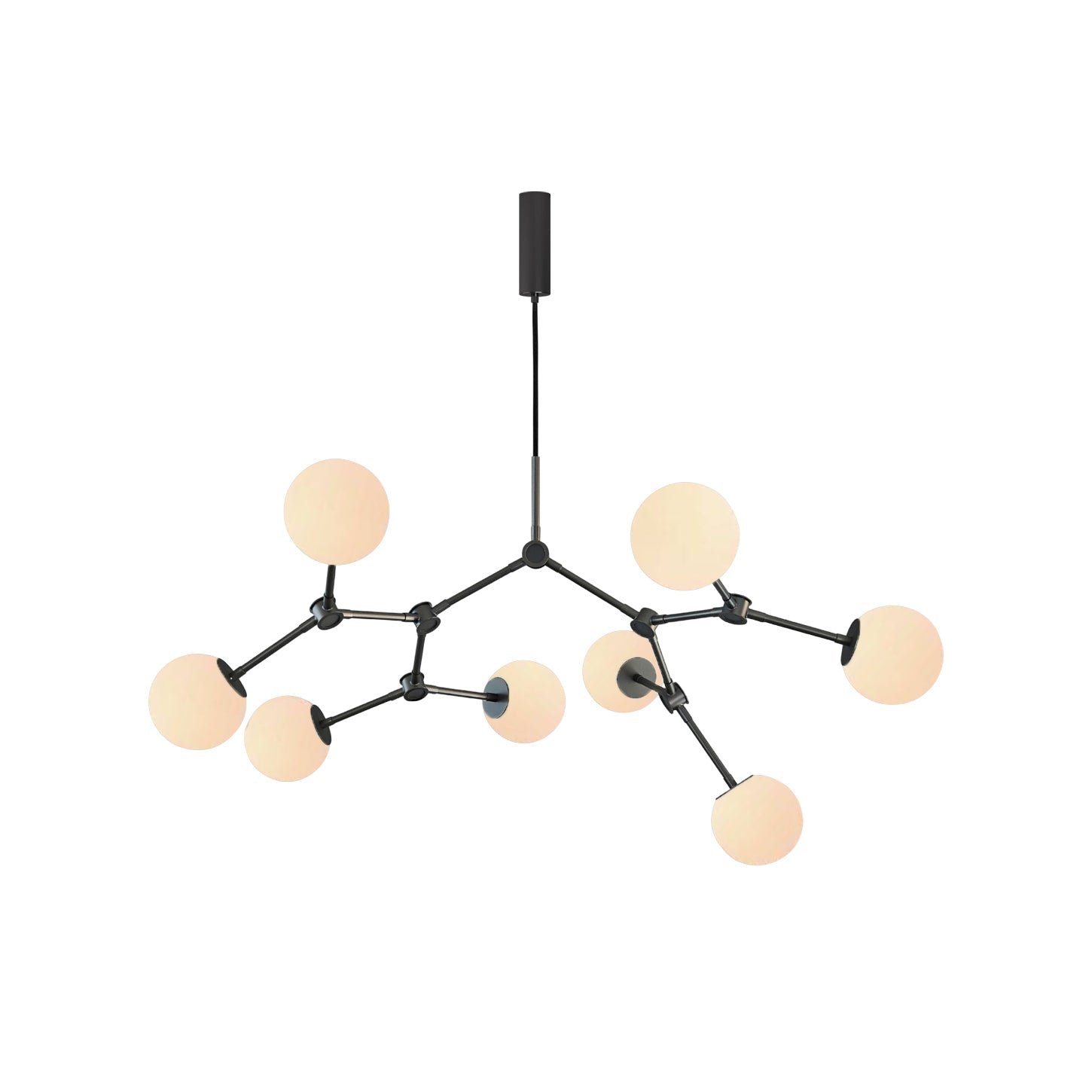 Halo Modern Minimalist Ball Black Glass Chandelier - Lamp Copper