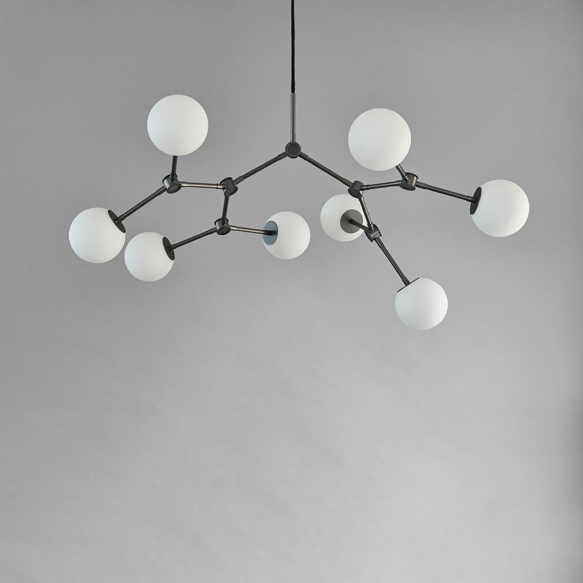 Halo Modern Minimalist Ball Black Glass Chandelier - Lamp Copper