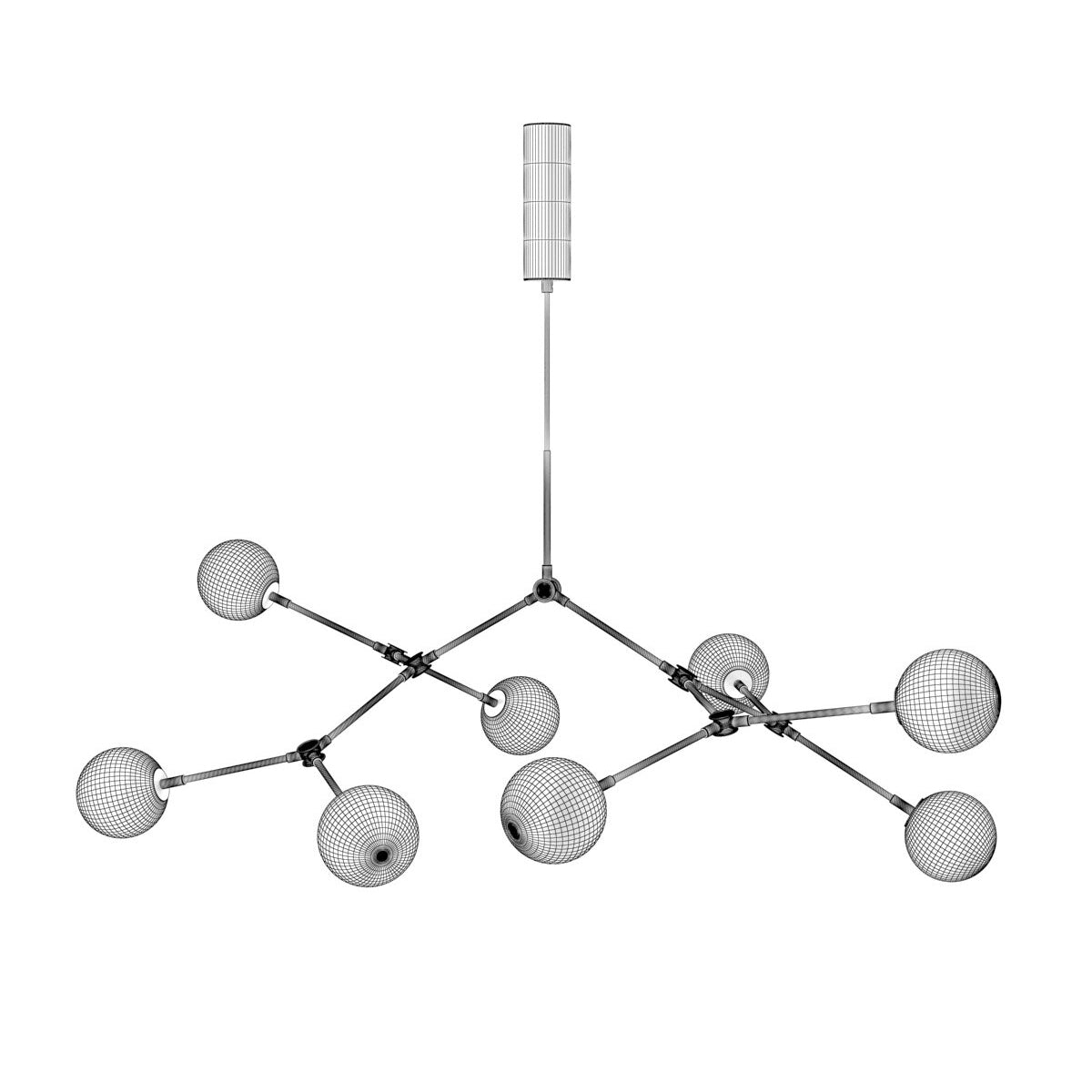 Halo Modern Minimalist Ball Black Glass Chandelier - Lamp Copper