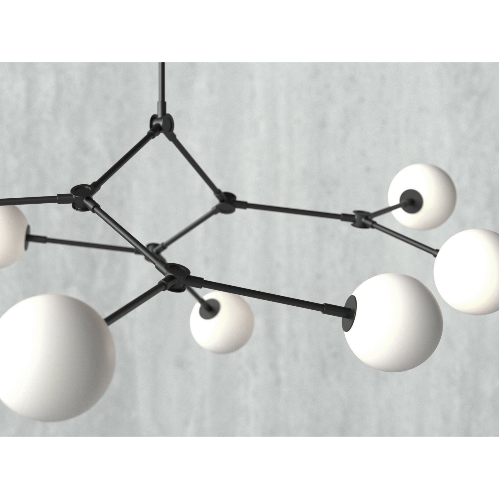Halo Modern Minimalist Ball Black Glass Chandelier - Lamp Copper