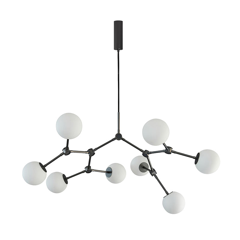 Halo Modern Minimalist Ball Black Glass Chandelier - Lamp Copper