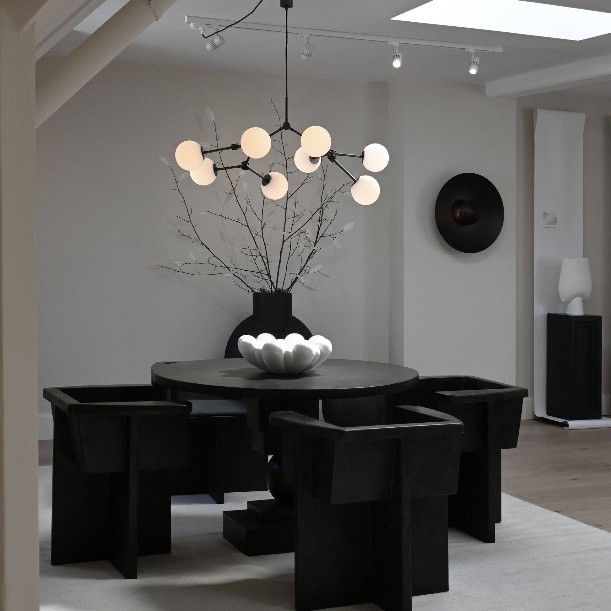 Halo Modern Minimalist Ball Black Glass Chandelier - Lamp Copper