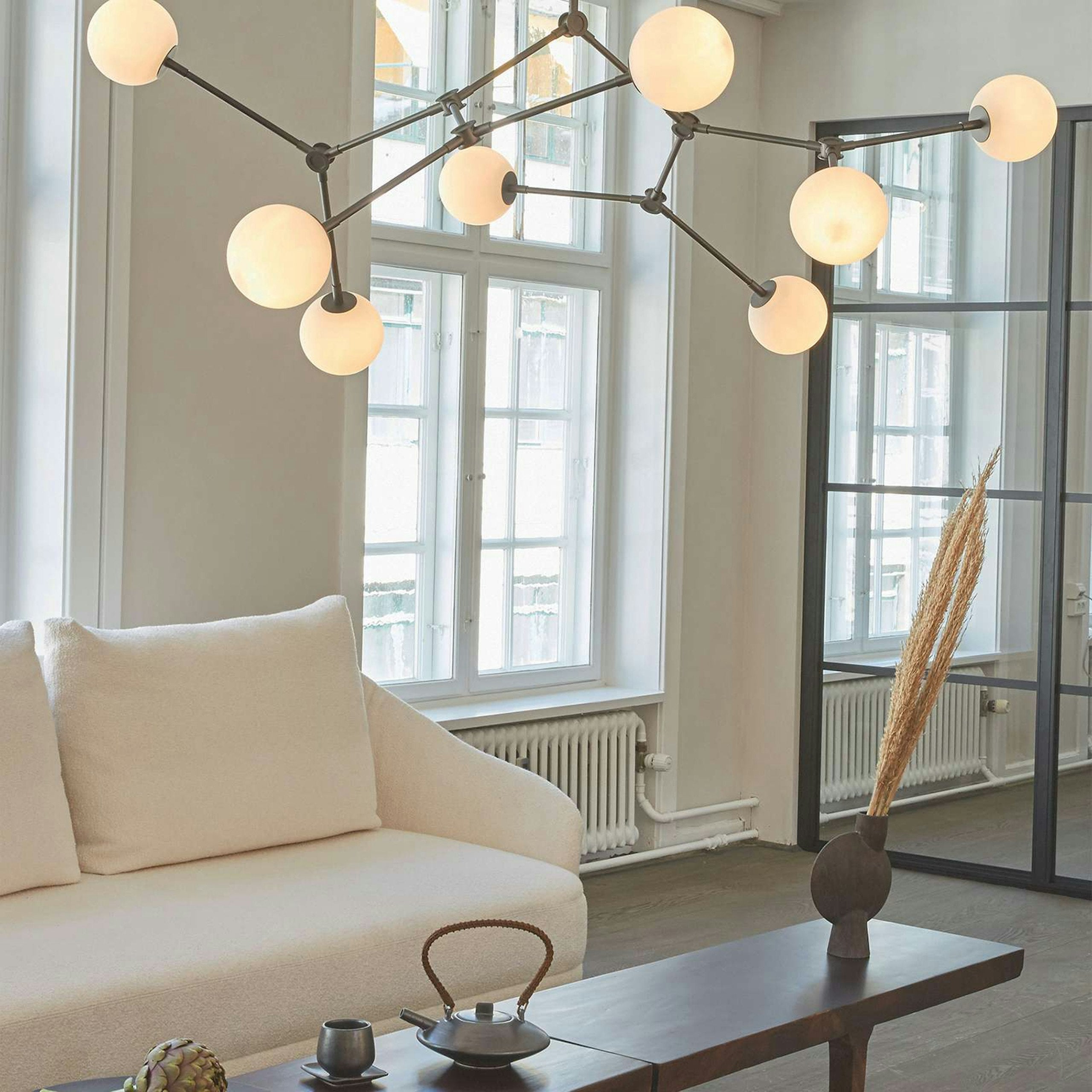 Halo Modern Minimalist Ball Black Glass Chandelier - Lamp Copper