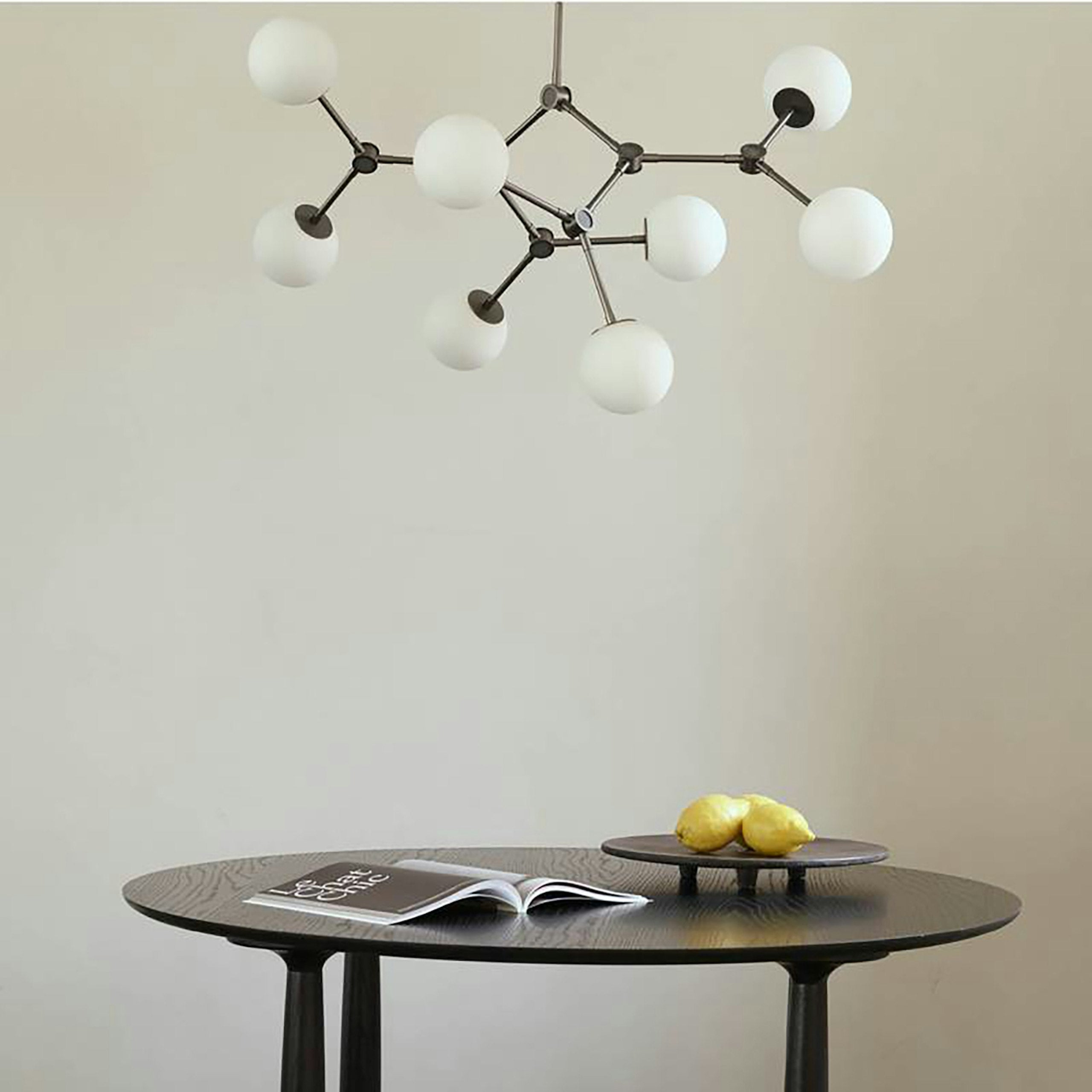 Halo Modern Minimalist Ball Black Glass Chandelier - Lamp Copper