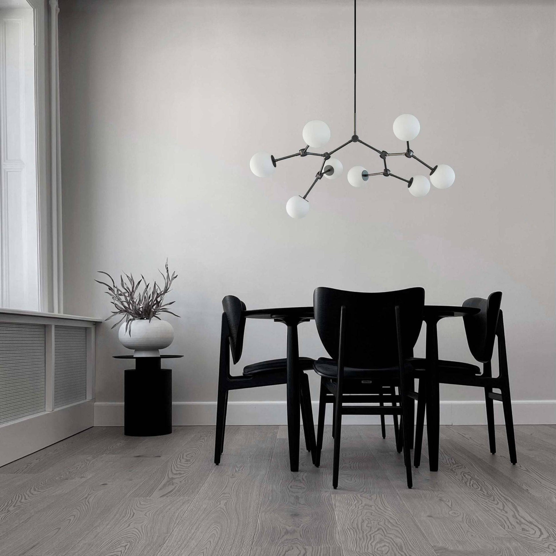 Halo Modern Minimalist Ball Black Glass Chandelier - Lamp Copper