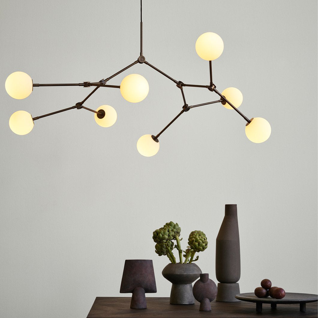 Halo Modern Minimalist Ball Black Glass Chandelier - Lamp Copper