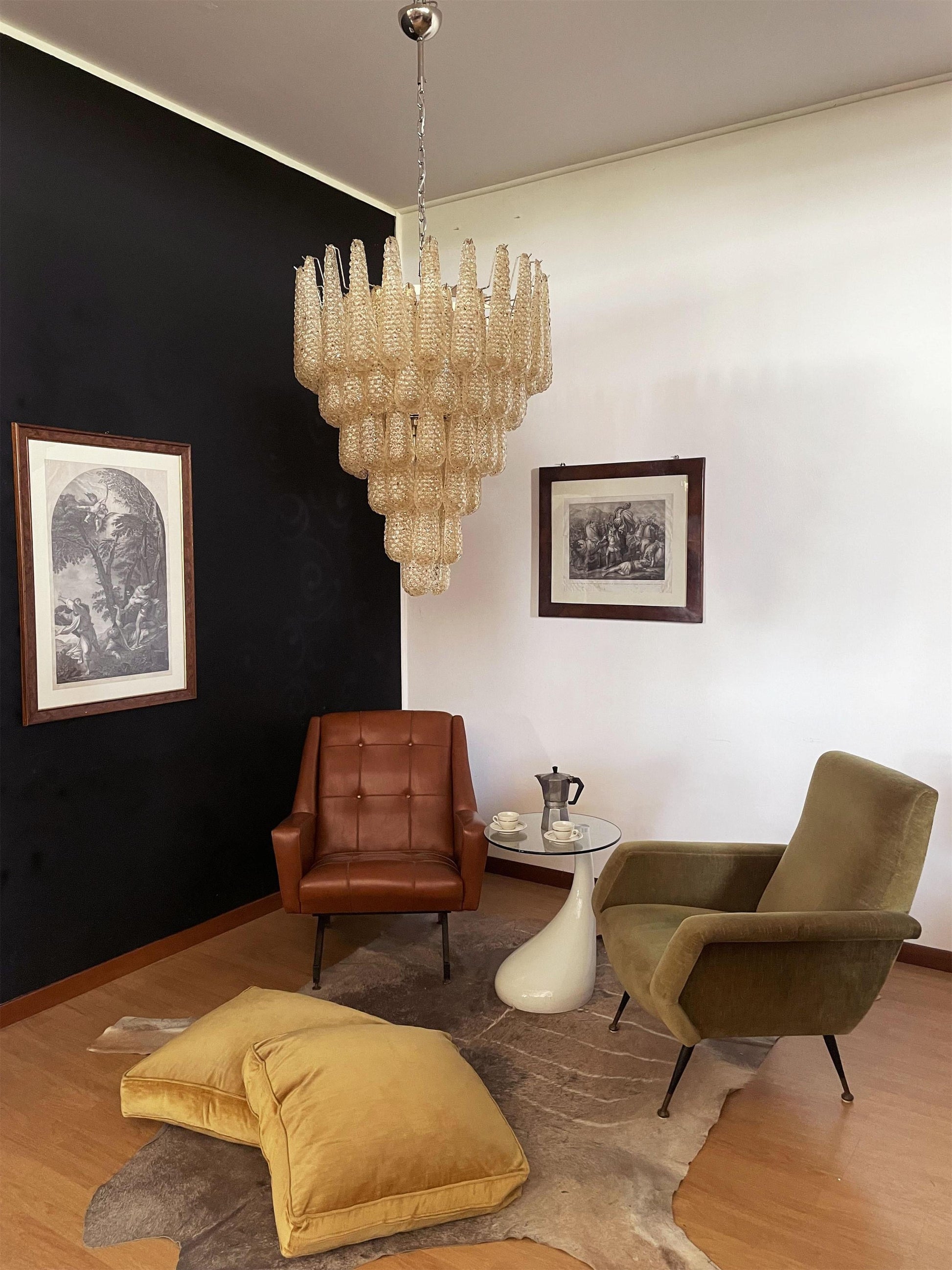 Inset Premium Drop Murano Metal Glass Chandelier - Lamp Copper