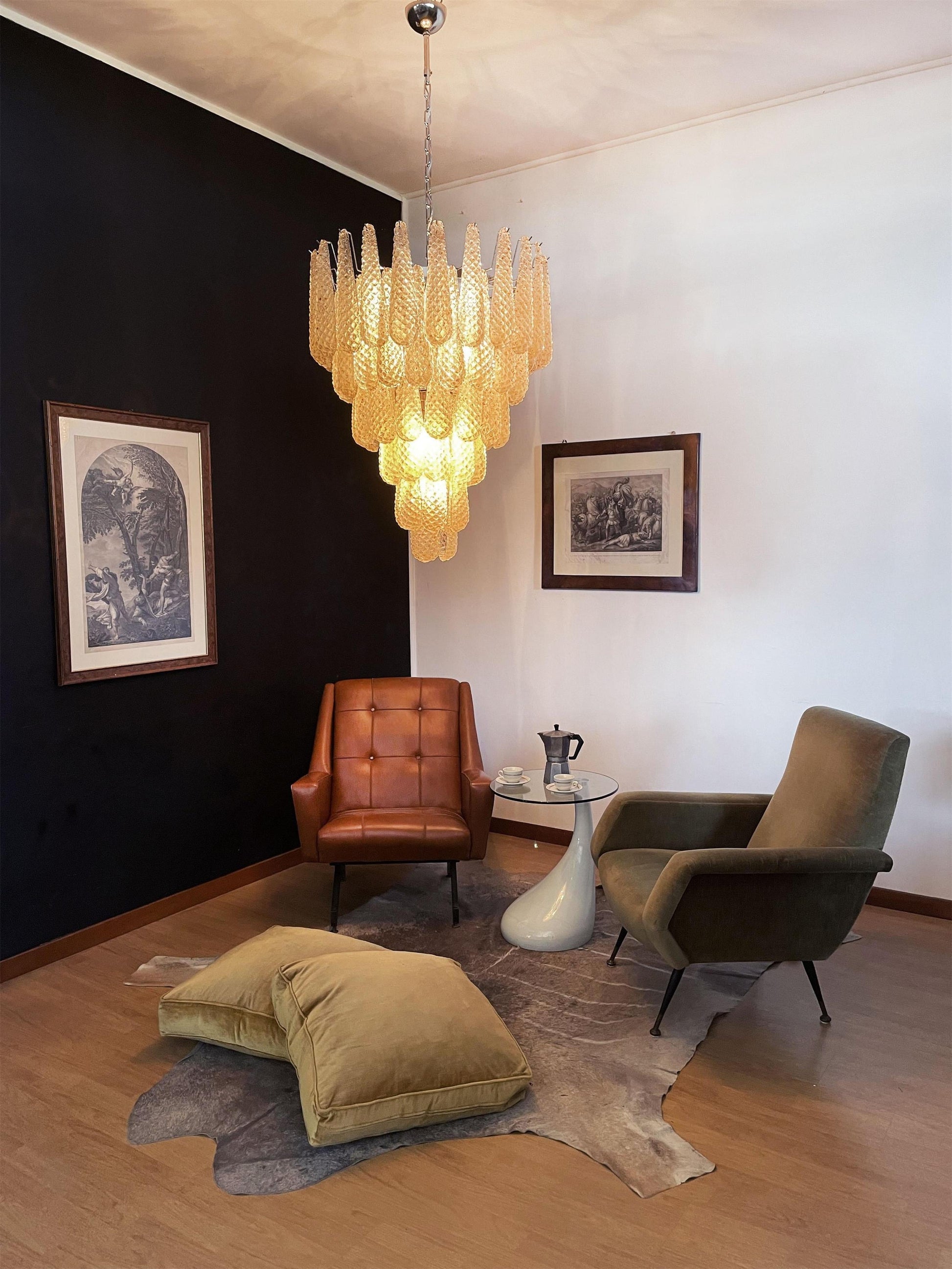 Inset Premium Drop Murano Metal Glass Chandelier - Lamp Copper