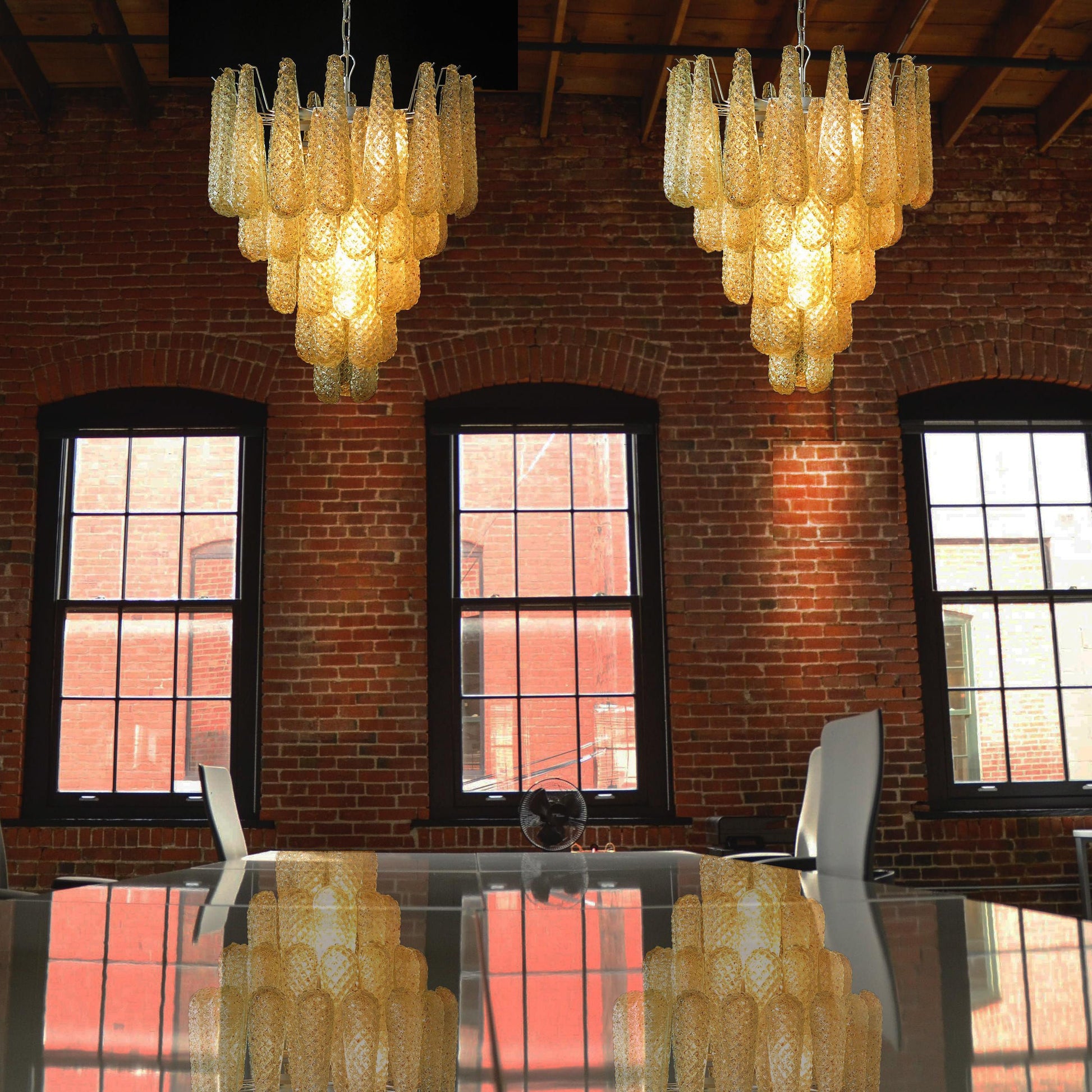 Inset Premium Drop Murano Metal Glass Chandelier - Lamp Copper